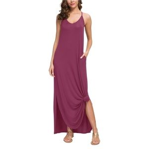 Dusty mauve adjustable maxi dress with side splits M